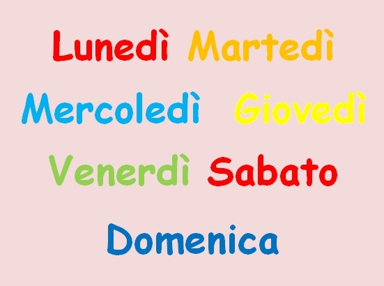 Σχολές Καπάτου Οι μέρες της εβδομάδας στα ιταλικά